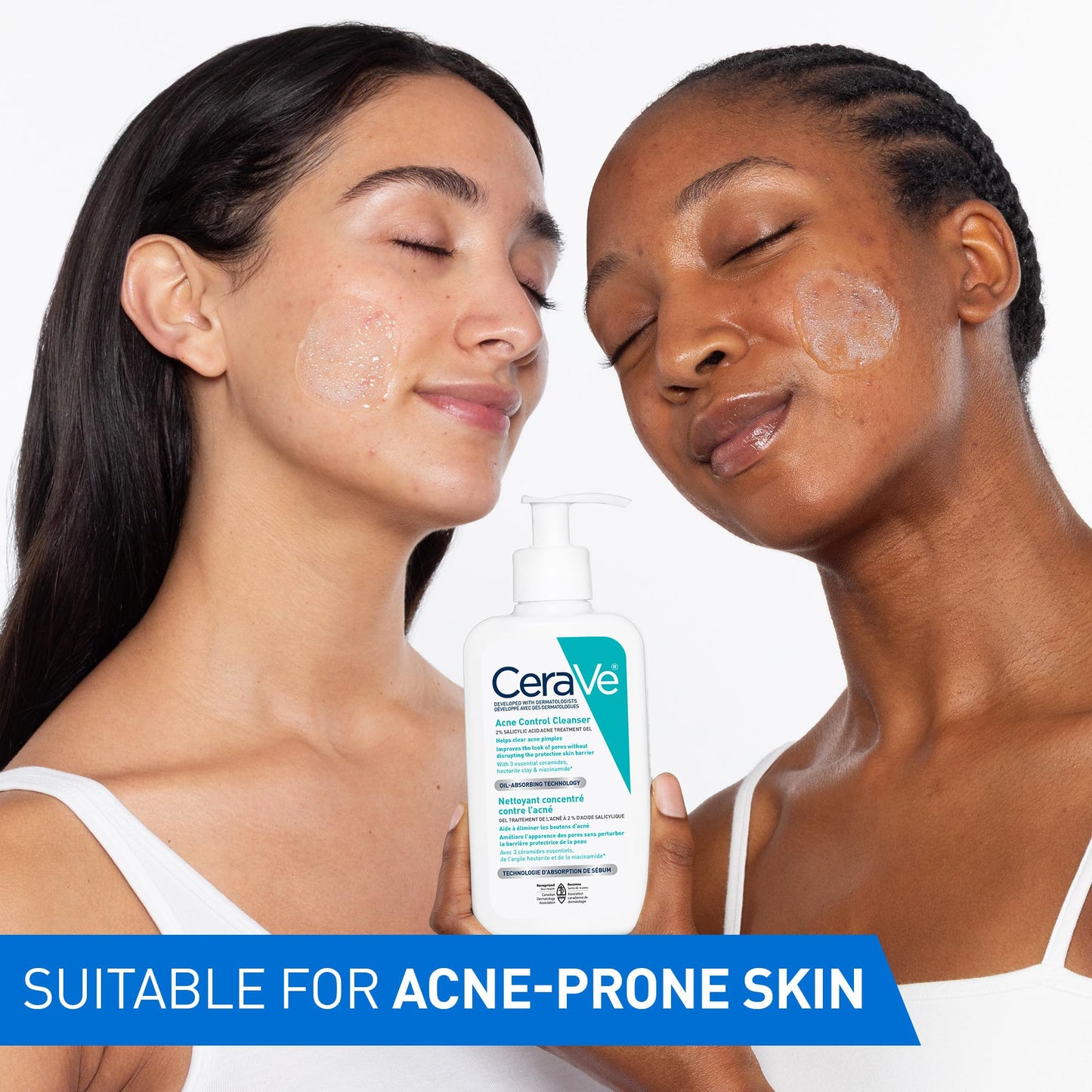 CeraVe Acne Face Wash, 2% Salicylic Acid Cleanser with Purifying Clay & Niacinamide for Oily Skin and Blackheads, Fragrance-Free, Paraben-Free & Non-Comedogenic, 473 mL