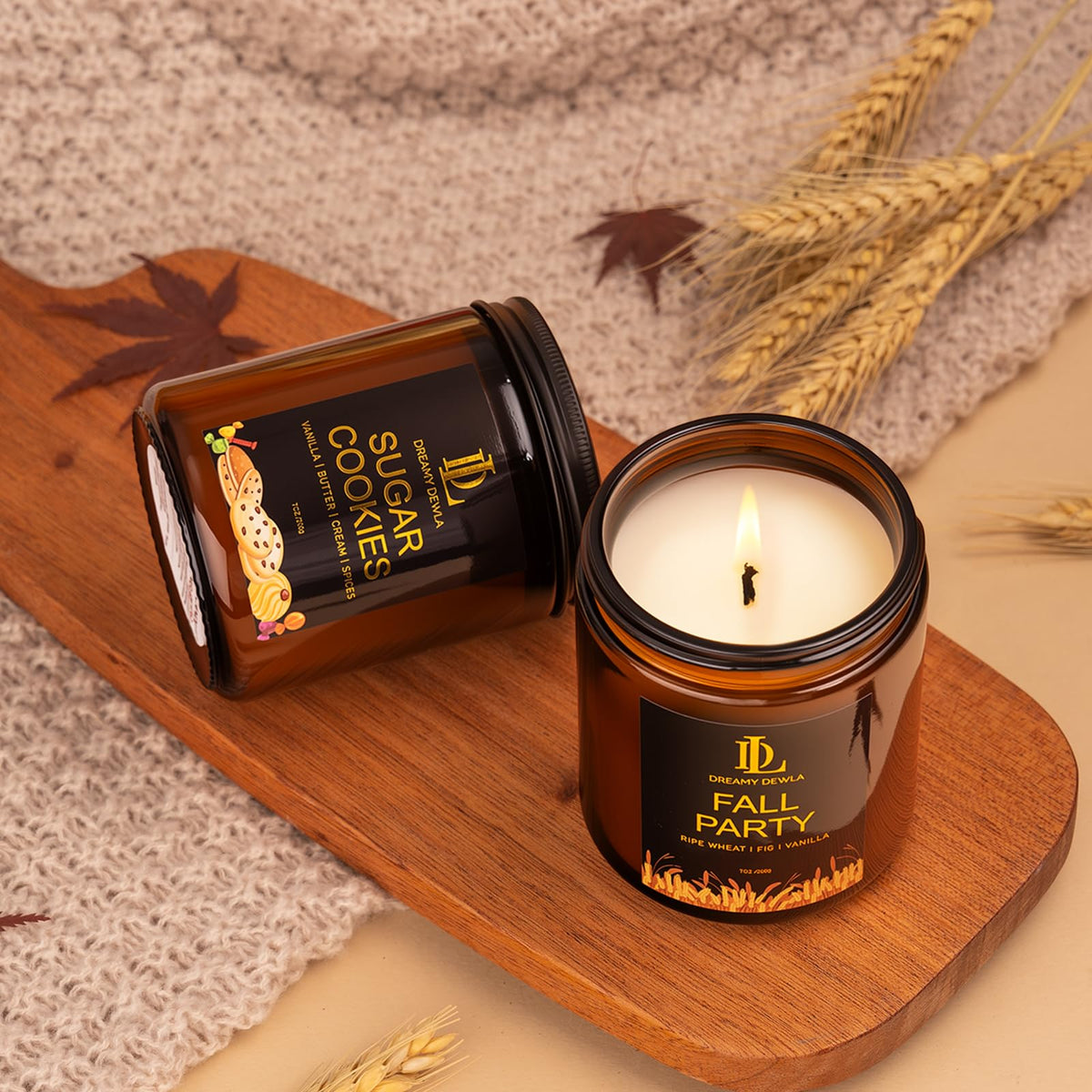 DL DREAMY DEWLA Fall Candle, Sugar Cookies Scented for Home, 7oz Soy Wax 🍁 All In One Marketplace Canada
