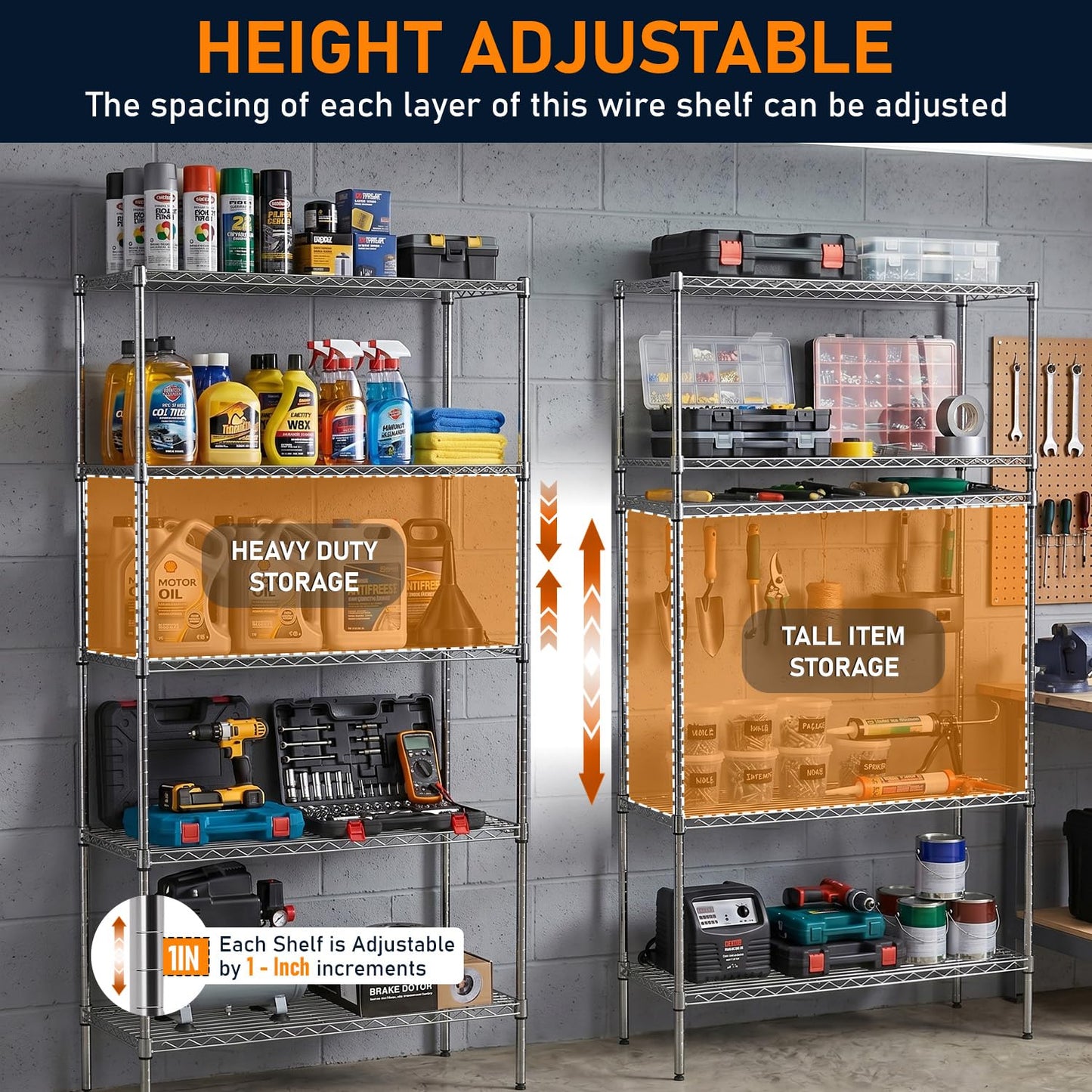 FDW Storage Shelves,Wire Shelving Unit Metal Shelves Heavy Duty Layer Rack Storage Rack Adjustable Utility (Chrome, 36"x 14"x 72") FDW