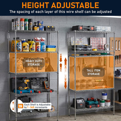 FDW Storage Shelves,Wire Shelving Unit Metal Shelves Heavy Duty Layer Rack Storage Rack Adjustable Utility (Chrome, 36"x 14"x 72") FDW