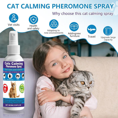 Cat Calming Spray & Cat Pheromone Spray – Stress & Anxiety Relief for Cats & Kittens, Reduces Scratching, Peeing & Marking, Safe Drug-Free Formula with F3 Cat Pheromones,2 Pack - Available at All In One Marketplace Canada