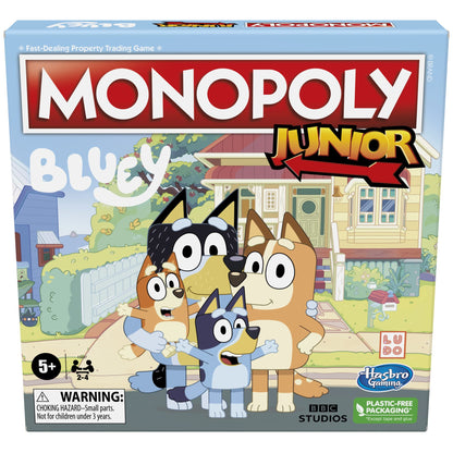 Monopoly Junior: Bluey Edition Board Game for Kids Ages 5+, Play as Bluey, Bingo, Mum, and Dad, Features Artwork from The Animated Series - English (Amazon Exclusive) Hasbro Gaming
