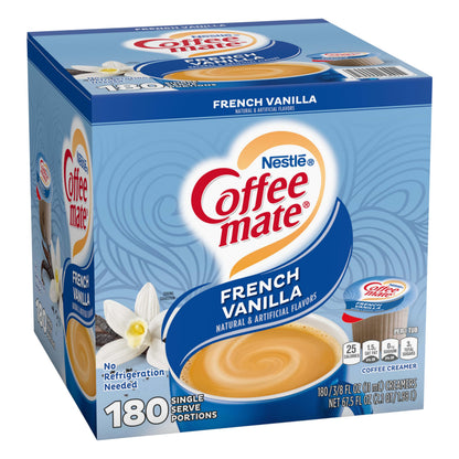 Coffee Mate French Vanilla Liquid Creamer, 180 Single-Serve Portions (67.5 oz)