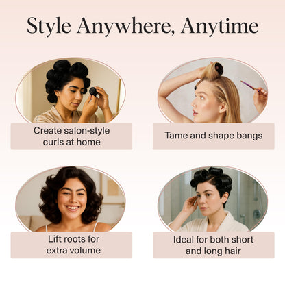 Kitsch Ceramic Thermal Hair Rollers for Women – Self Grip Hair Curlers for Heatless Curls Overnight - Volumizing Large Rollers for Short & Long Hair - For Long Lasting Frizz-Free Curls - Black, 8pcs - Available at All In One Marketplace Canada