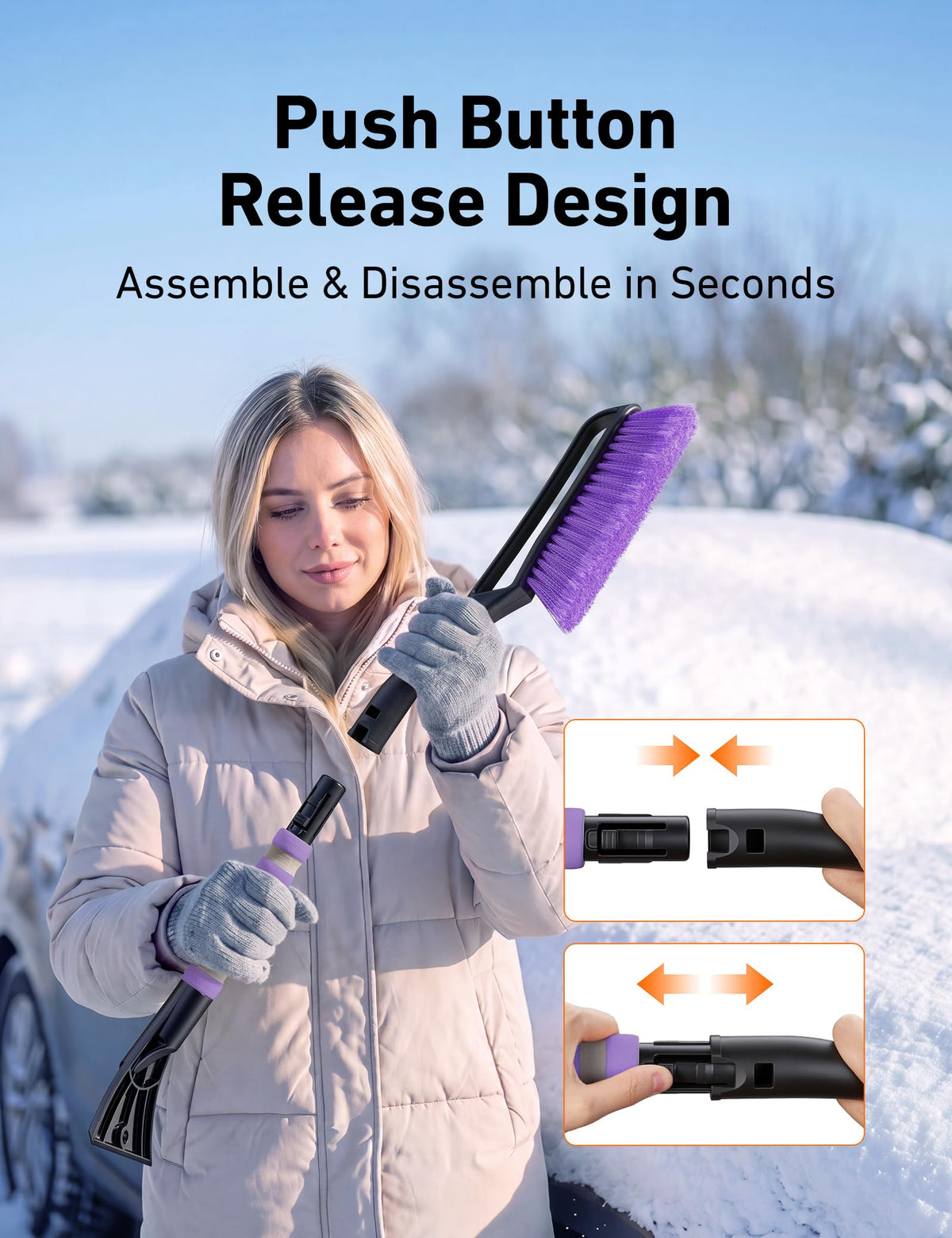 AstroAI 27" 2-in-1 Detachable Snow Brush & Ice Scrapers for Car Windshield 🍁 All In One Marketplace Canada