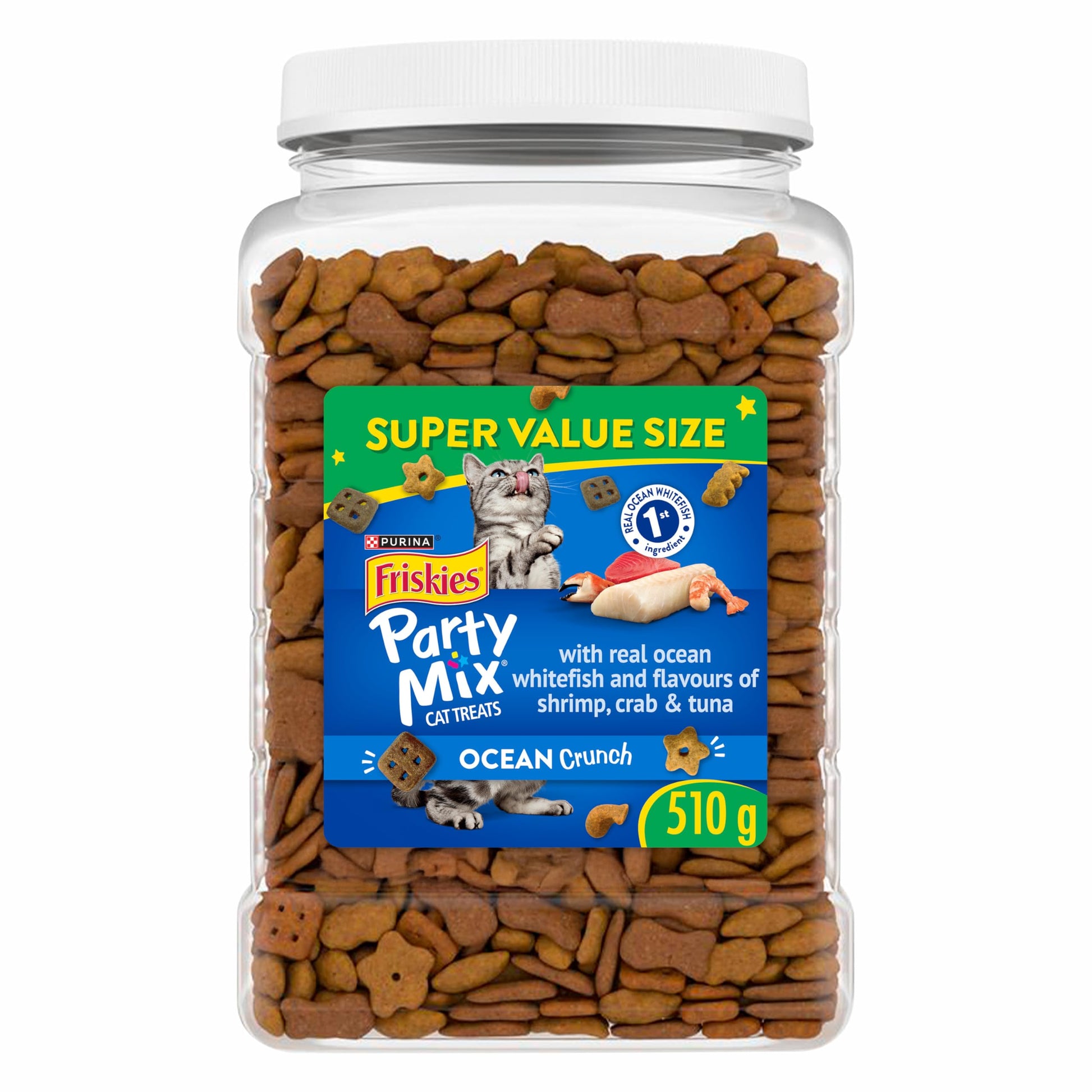 Friskies Party Mix Cat Treats, Ocean Crunch Ocean Whitefish 510g (3 Pack) Friskies