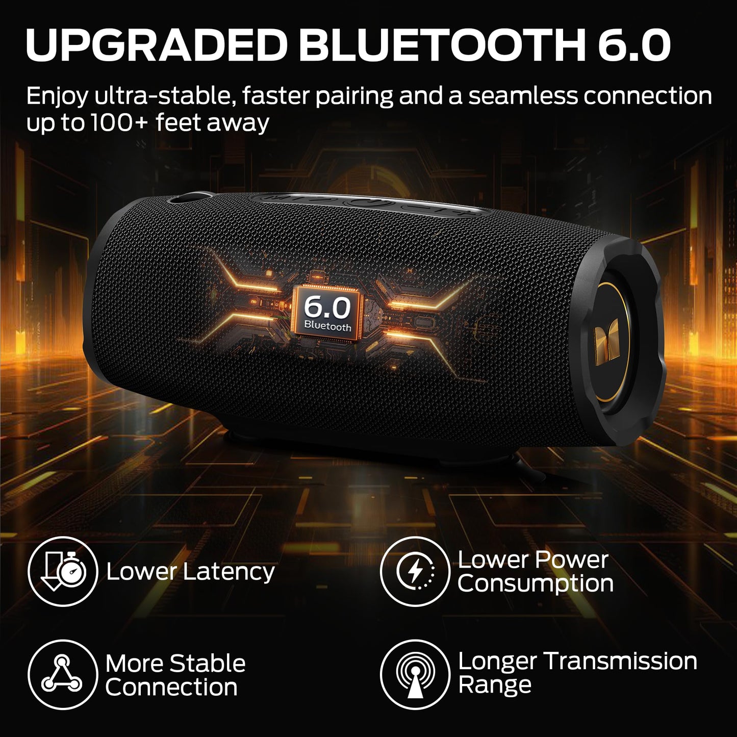 Monster S380 Bluetooth Speaker, Portable Speaker with 40W Stereo Sound, 20H Playtime, IPX6 Waterproof, Bluetooth 6.0, Support AUX/TF Card, TWS Pairing Wireless Speaker for Outdoor Travel Party - Available at All In One Marketplace Canada