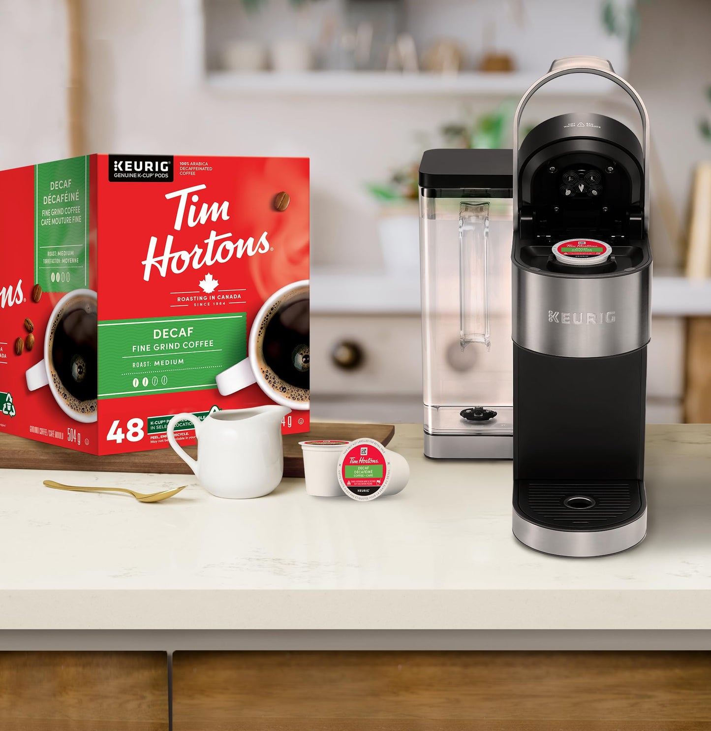 Tim Hortons Decaf Coffee K-Cup Pods, Medium Roast, 48 Pack