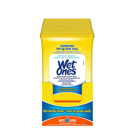Wet Ones Antibacterial Hand Wipes, Citrus Scent, Wet Wipes, 20 Count (Pack of 10) 🍁 All In One Marketplace Canada Wet Ones