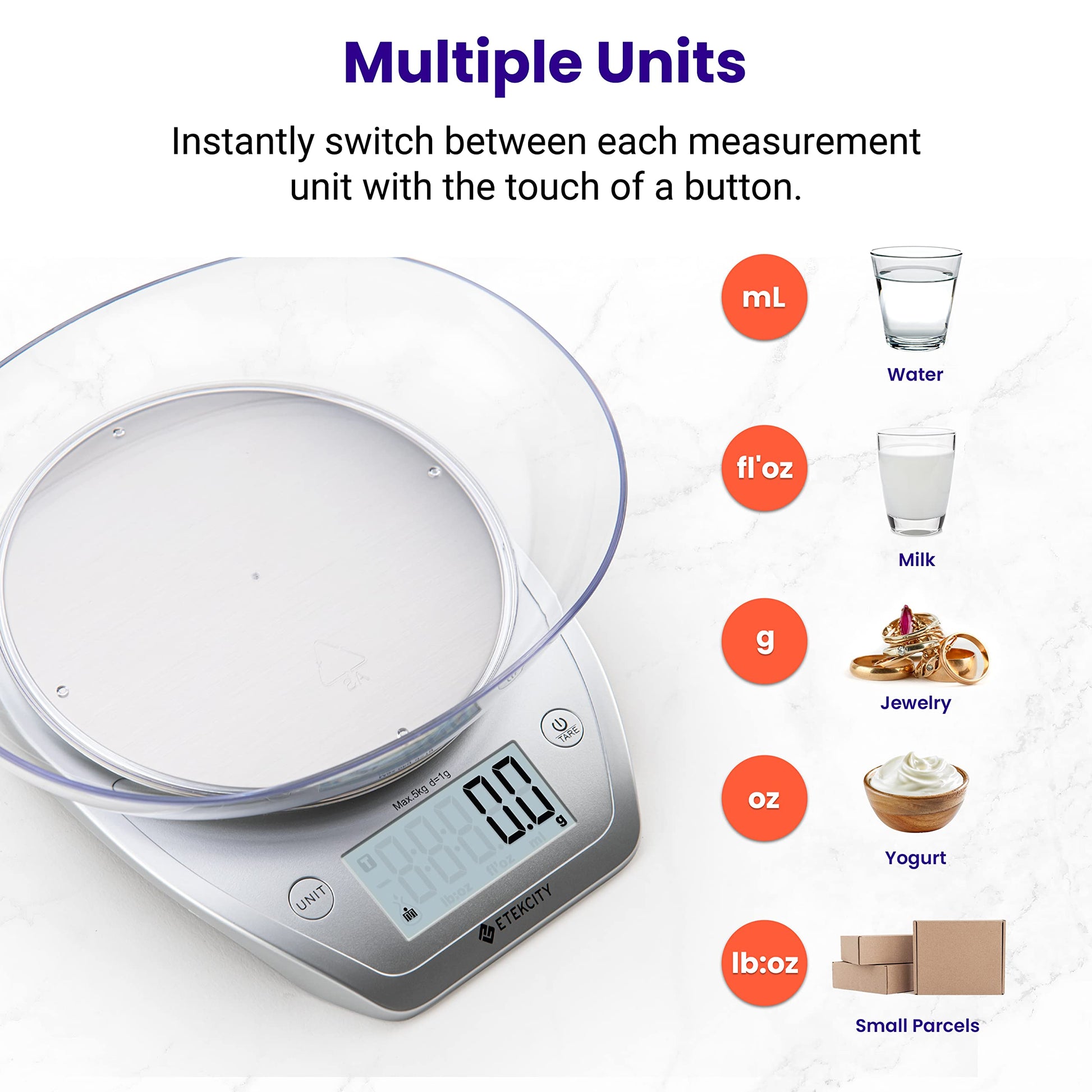 Etekcity 0.1g Food Kitchen Scale with Bowl, Digital Grams and Ounces Etekcity