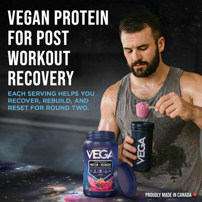 Vega Protein + Recovery, Berry – 30g Vegan Protein, Dairy & Gluten Free, Probiotics, NSF Certified, 801 g (19 Servings) 🍁 All In One Marketplace Canada