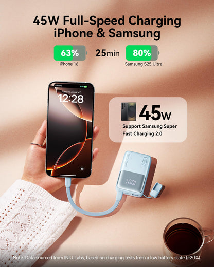 INIU Power Bank, Ultra Mini 10000mAh 45W Fast Charging Portable Charger