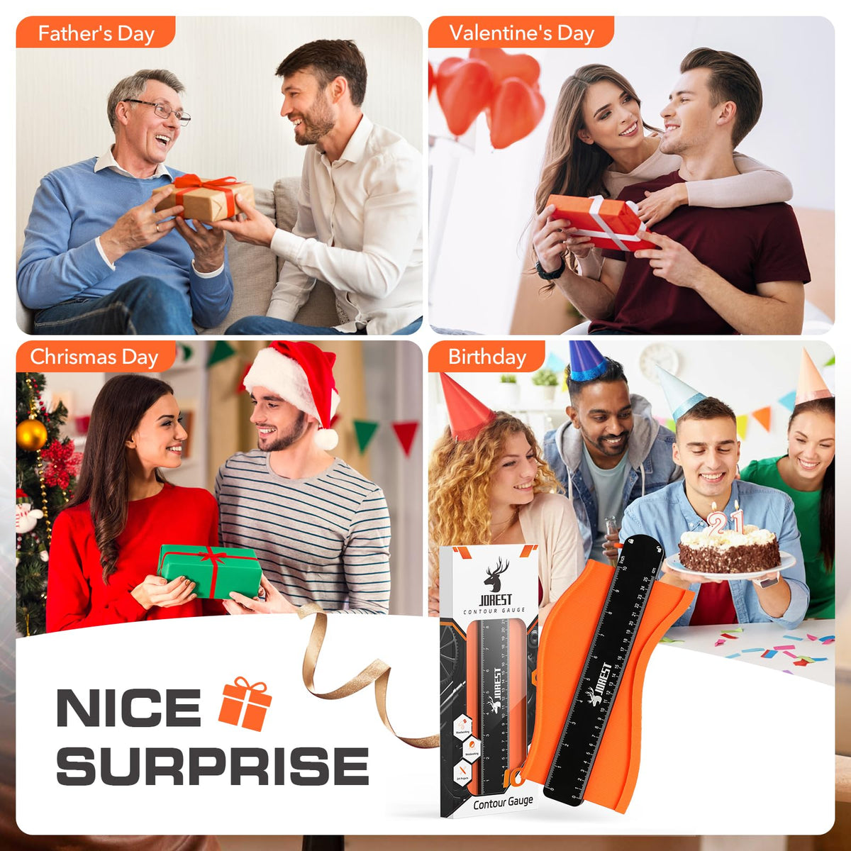 JOREST Profile Gauge Christmas Gifts Ideas (10 Inch), Stocking Stuffers for Men Dad Husband Him, Super Contour Duplicator with Lock, Shape Outline Tool for Woodworking, Tile Flooring, Angle Measuring 🍁 All In One Marketplace Canada