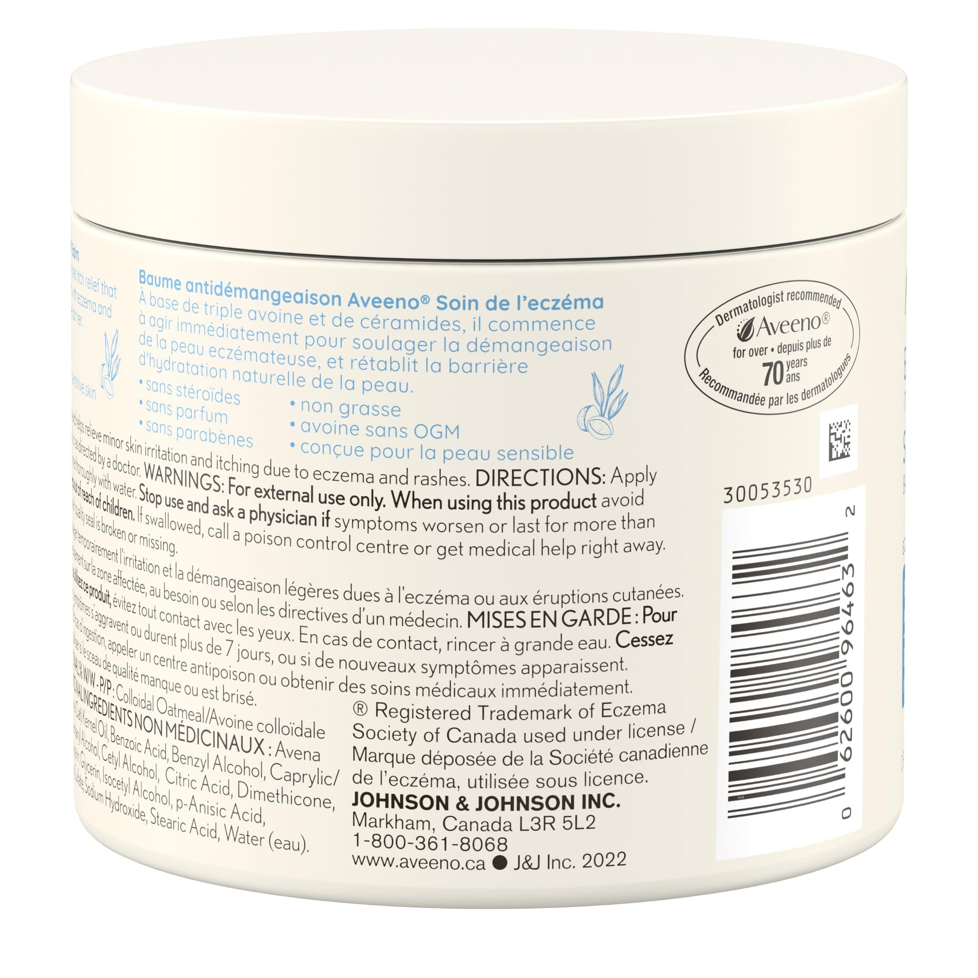 Aveeno Eczema Care Itch Relief Balm, Colloidal Oatmeal Eczema Cream for Instant Itchy Skin Relief, Intense Moisturizing Balm for Sensitive, Eczema-Prone Skin, Steroid- & Fragrance-Free, 311g - Available at All In One Marketplace Canada