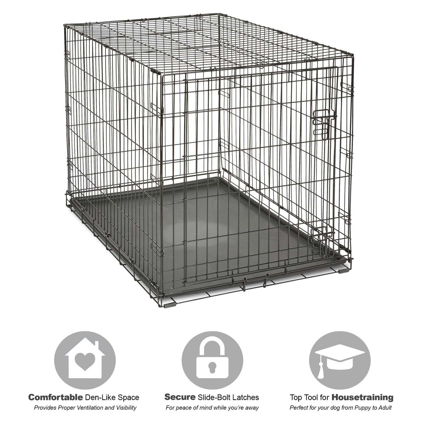 MidWest Homes for Pets 42-Inch New World Crate for Large Breeds, 71-90 lbs, Single Door Folding Dog Crate, Leak-Proof Tray & Secure Latch, Portable, Durable & Easy to Assemble 🍁 All In One Marketplace Canada