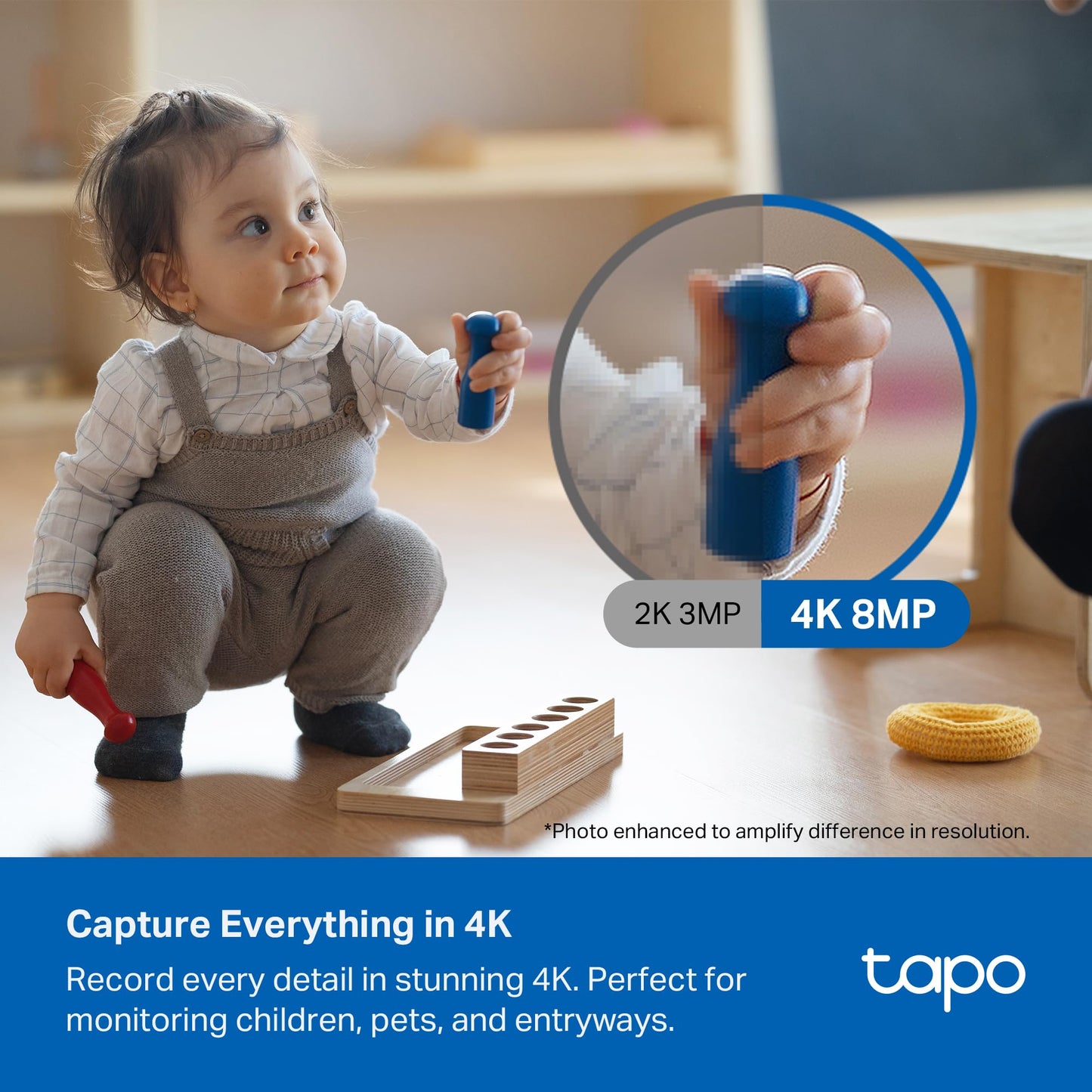 Tapo 4K 8MP Pan/Tilt Indoor Security Camera for Baby Monitor, No Monthly Fee, Pet Camera w/Motion Detect and Track, SD/Cloud Storage, Works w/Alexa, Google, and Samsung (Tapo C260)