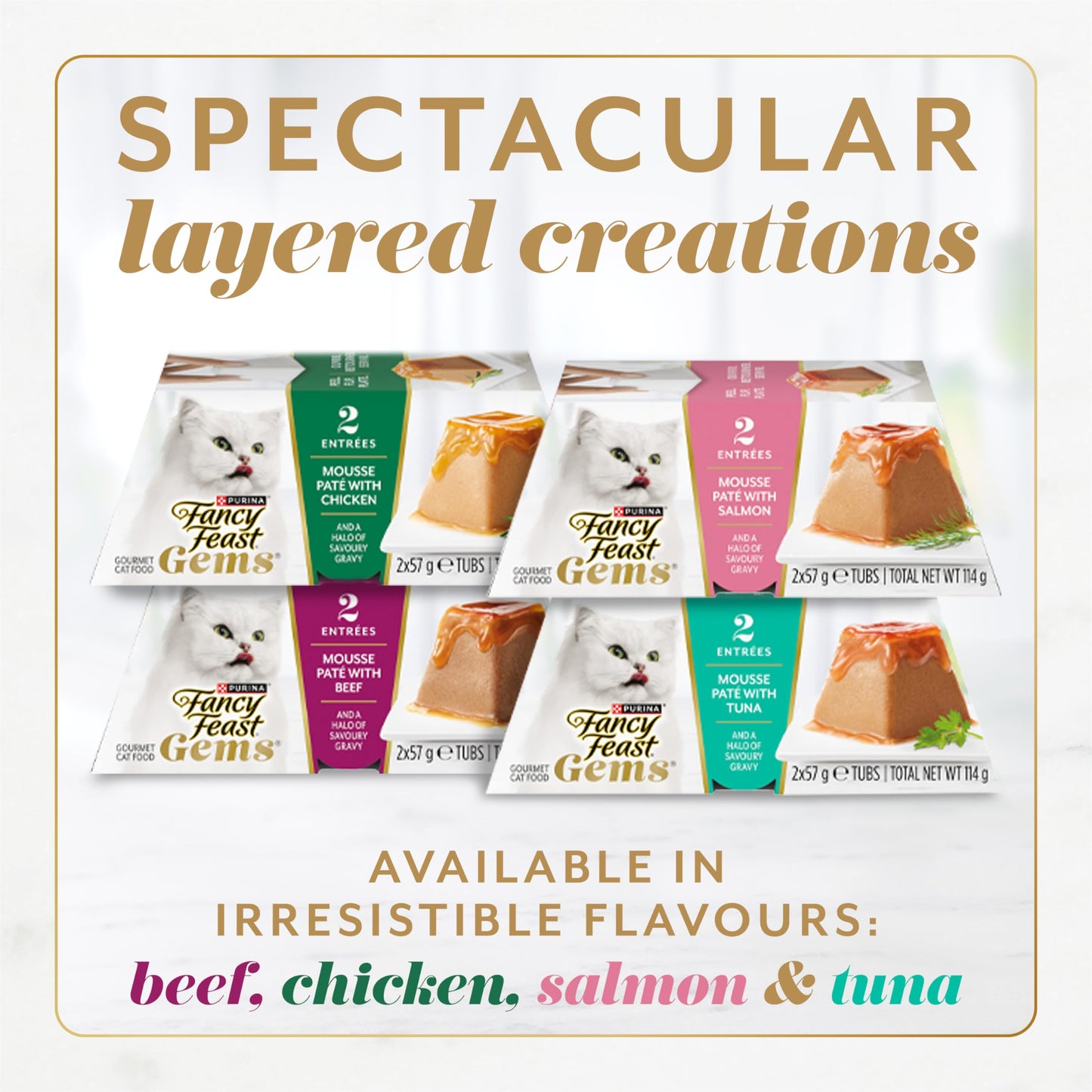 Fancy Feast Gems Wet Cat Food, Mousse Pâté with Chicken 57g (2 Pack x 8) Fancy Feast