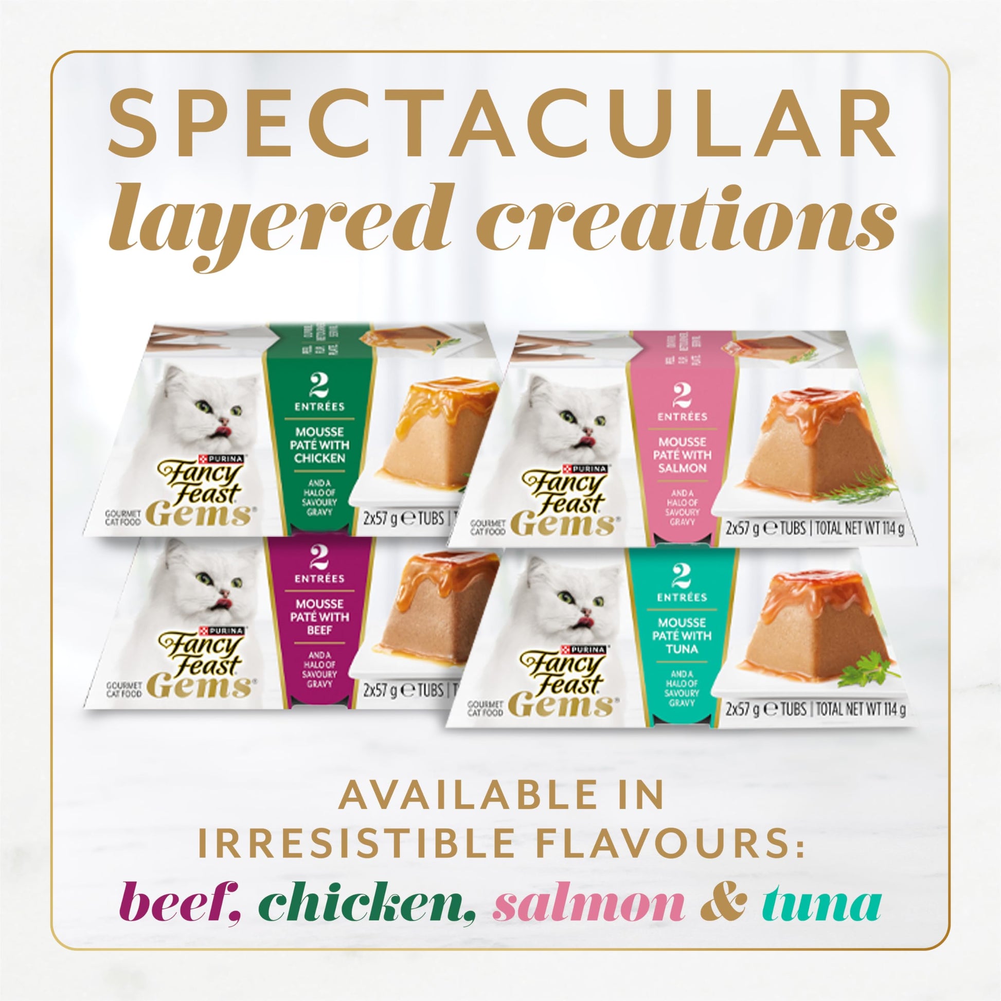 Fancy Feast Gems Wet Cat Food, Mousse Pâté with Chicken 57g (2 Pack x 8) Fancy Feast