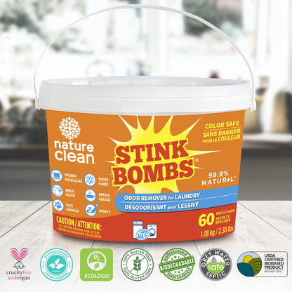 Nature Clean Stink Bombs Odor Remover Packs, 60 Count Nature Clean