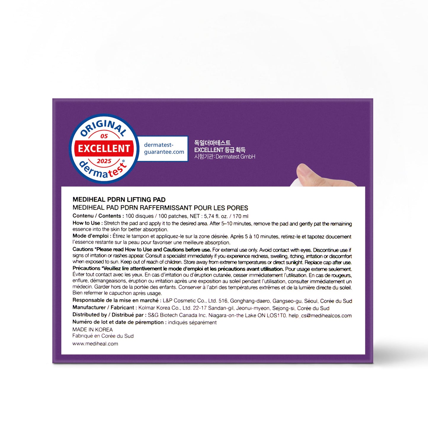 MEDIHEAL PDRN Lifting Toner Pads – Pore Tightening with Plant-Based PDRN, Peptide, Glutathione & PHA, Pore Care, Firming & Wrinkle Care, Stretchy Lifting Fabric, Korean Skin Care, 100 Pads