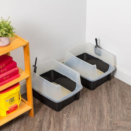 IRIS USA Large Cat Litter Boxes, Open Top High Sided Pan w/Scoop, Black 🍁 All In One Marketplace Canada