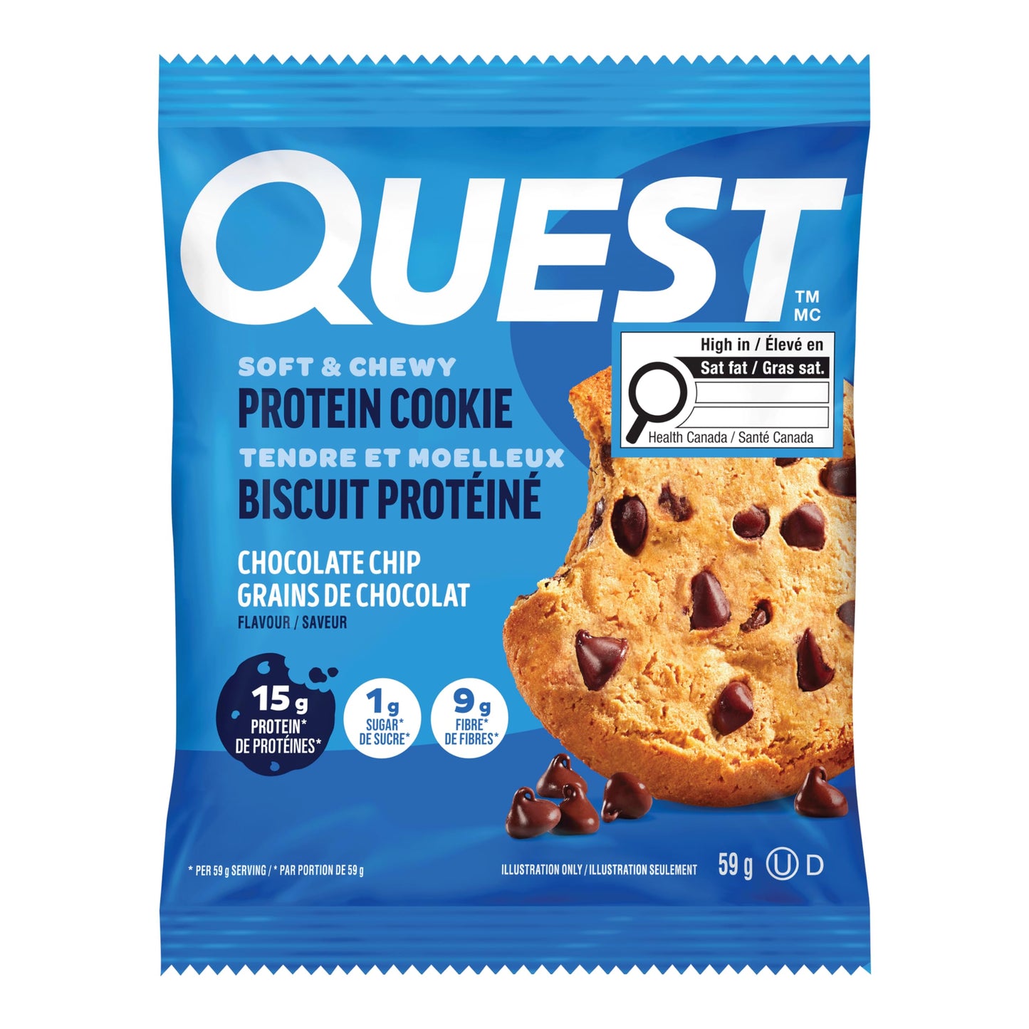 Quest Nutrition Chocolate Chip Protein Cookie - 15g Protein, 1g Sugar, Keto Friendly, 12-Pack