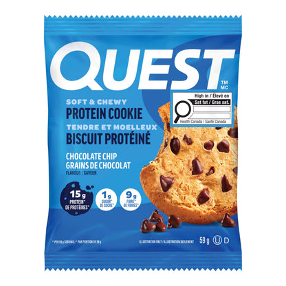 Quest Nutrition Chocolate Chip Protein Cookie - 15g Protein, 1g Sugar, Keto Friendly, 12-Pack