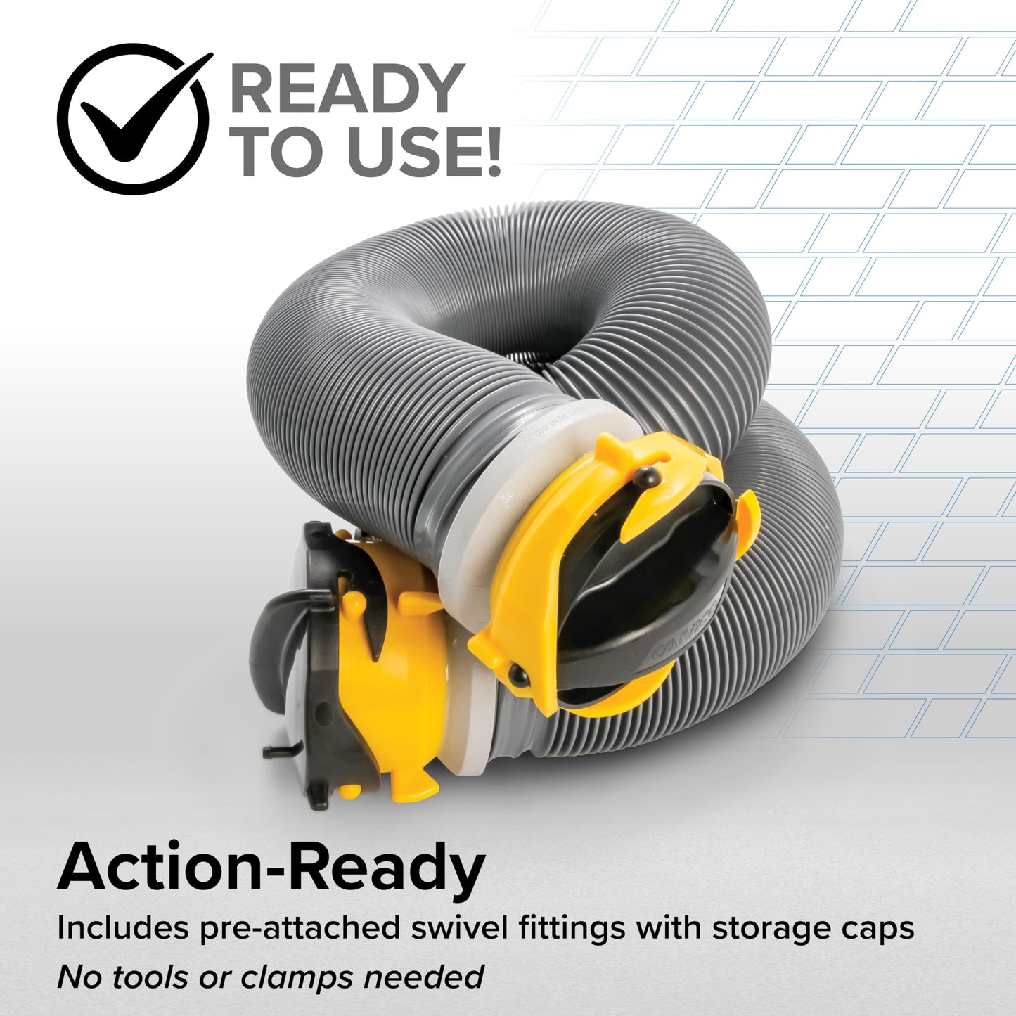 Camco 39665 Deluxe 10' Sewer Hose Extension - Heavy Duty Design with Swivel Fittings, Easy To Use and Compresses For Simple Storage, Storage Caps Included , Gray 🍁 All In One Marketplace Canada