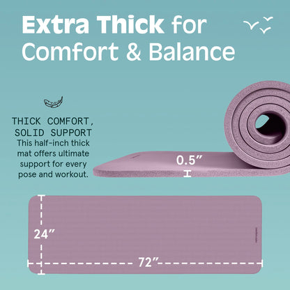 Retrospec Solana Yoga Mat 1" And 1/2" Thick With Nylon Strap for Men And Women - Non Slip Exercise Mat For Home Yoga, Pilates, Stretching, Floor And Fitness Workouts