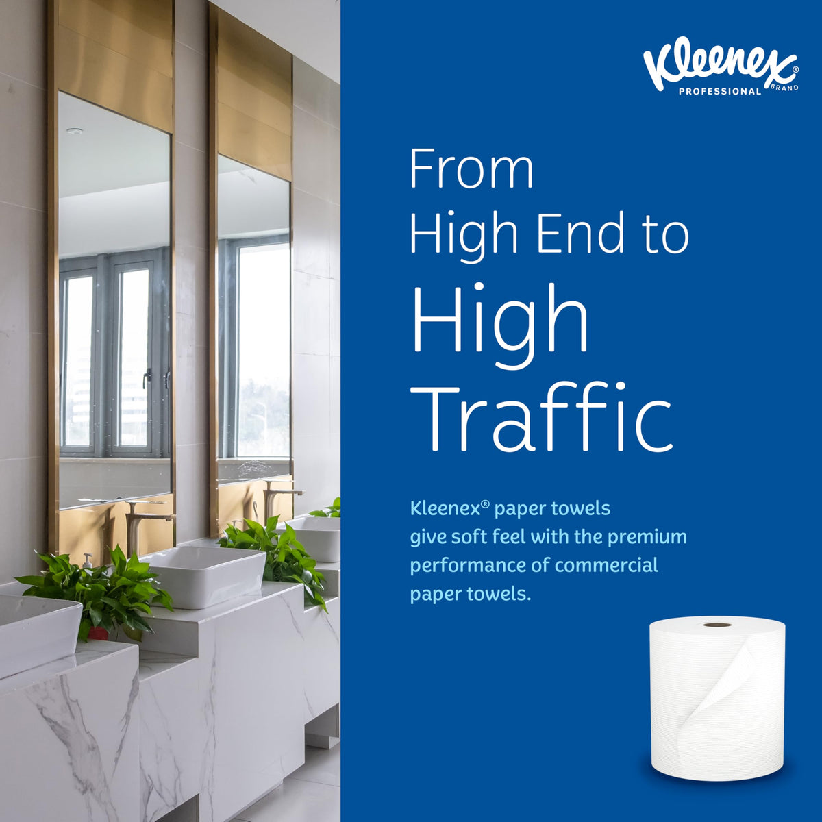 Kleenex Professional Universal Hard Roll Paper Towels, Bulk (50606), Hardwound 1.75" Core, Premium Absorbency Pockets, White (6 Rolls at 600' Each, 3,600'/Case)