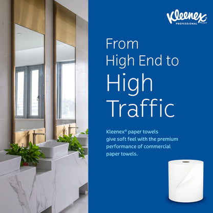 Kleenex Professional Universal Hard Roll Paper Towels, Bulk (50606), Hardwound 1.75" Core, Premium Absorbency Pockets, White (6 Rolls at 600' Each, 3,600'/Case)