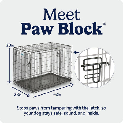 MidWest Homes for Pets 42-Inch iCrate for Large Breeds, 71-90 lbs, Double Door Folding Dog Crate with Divider Panel, Leak-Proof Tray & Secure Latches, Portable, Durable & Easy to Assemble 🍁 All In One Marketplace Canada