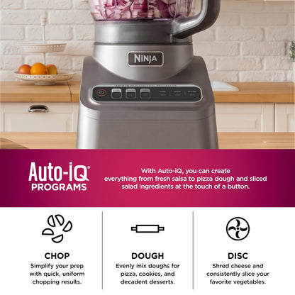 Ninja Professional Plus Food Processor 850-Watts With Auto-iQ Preset Programs Chop Puree Dough Slice Shred With a 9-Cup Capacity and a Silver Stainless Finish (BN600C) - Canadian Version