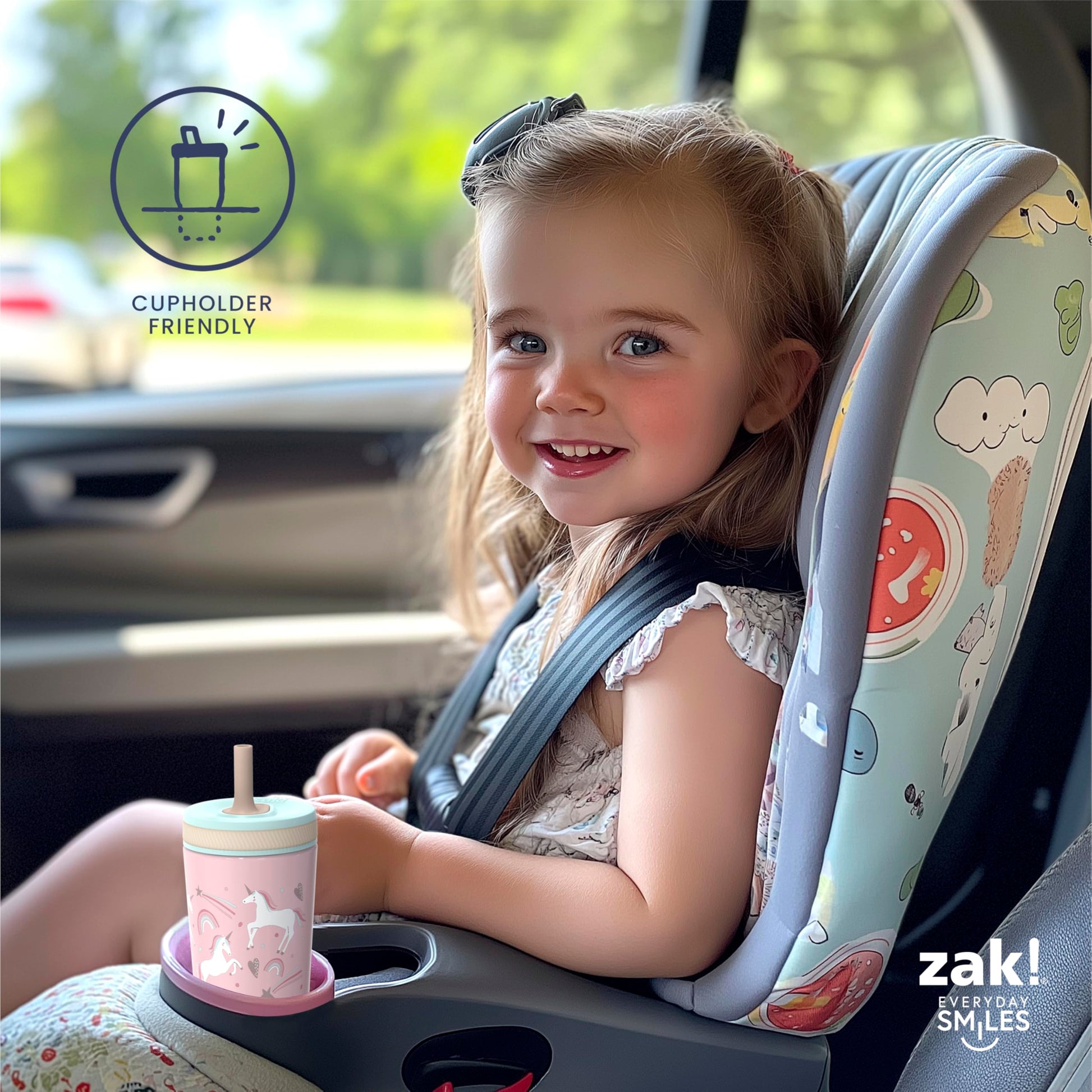 Zak Designs Happy Fruit Kelso 12oz Stainless Steel Leak-Proof Toddler Cup Zak Designs