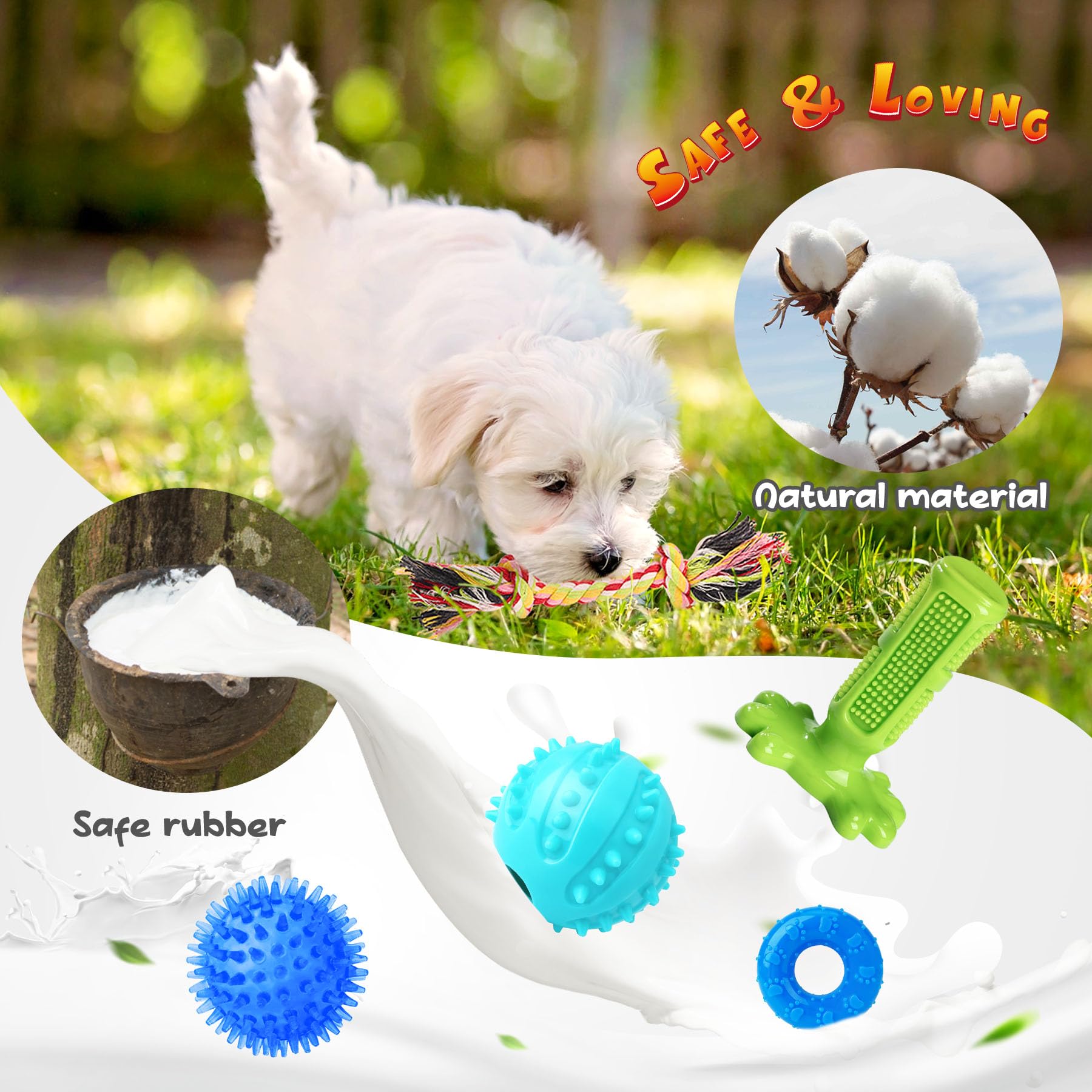 KIPRITII Dog Toys for Puppy Teething - 23 Pack Puppy Teething Toys for Boredom, Pet Dog Toothbrush Dog Toys with Rope Toys, Dog Treat Ball and More Squeaky Toy for Puppies and Small Dogs - Available at All In One Marketplace Canada