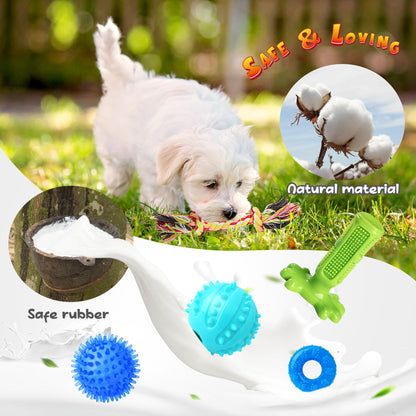 KIPRITII Dog Toys for Puppy Teething - 23 Pack Puppy Teething Toys for Boredom, Pet Dog Toothbrush Dog Toys with Rope Toys, Dog Treat Ball and More Squeaky Toy for Puppies and Small Dogs - Available at All In One Marketplace Canada