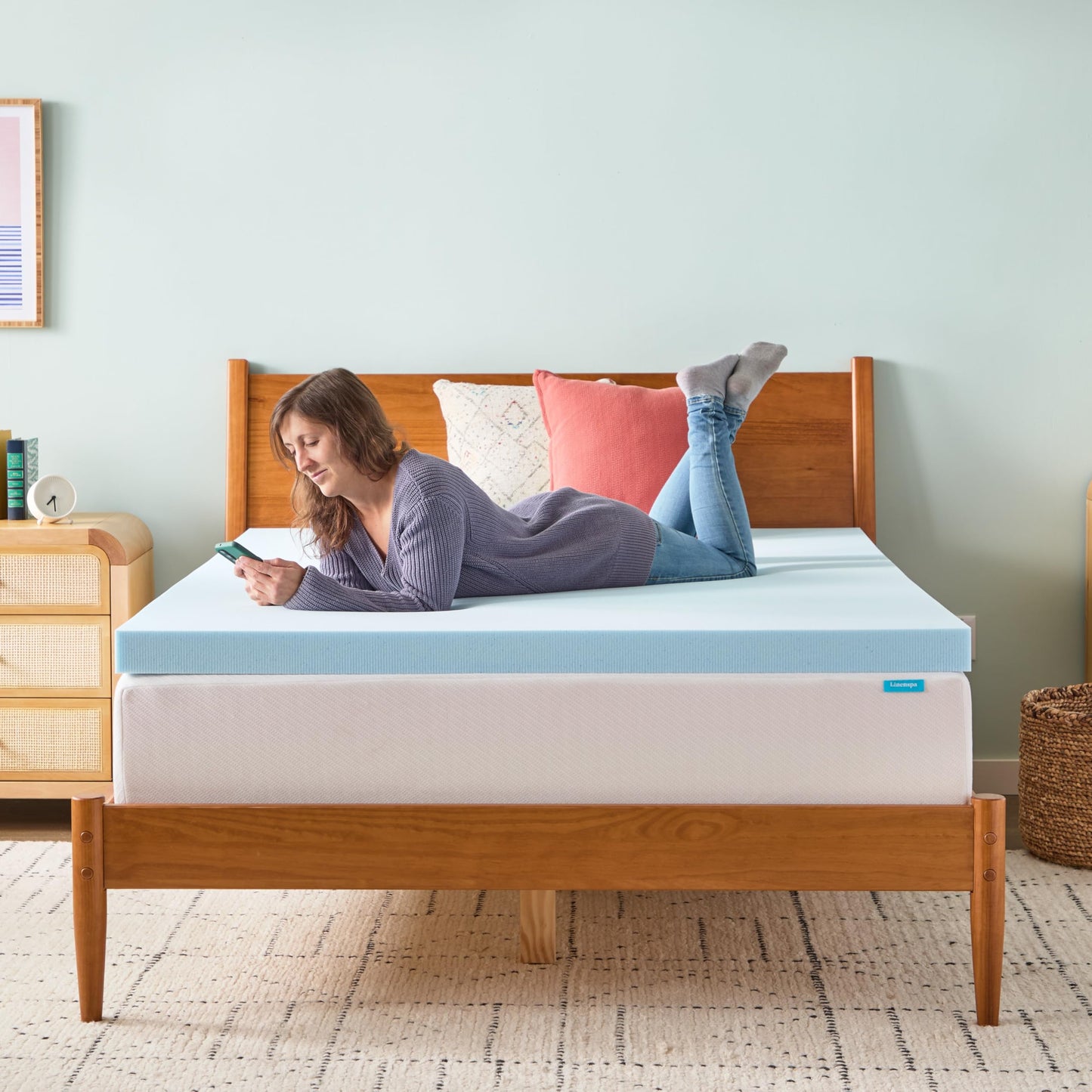 Linenspa 3 Inch Memory Foam Mattress Topper, Gel Infused King Mattress Topper, CertiPUR-US Certified