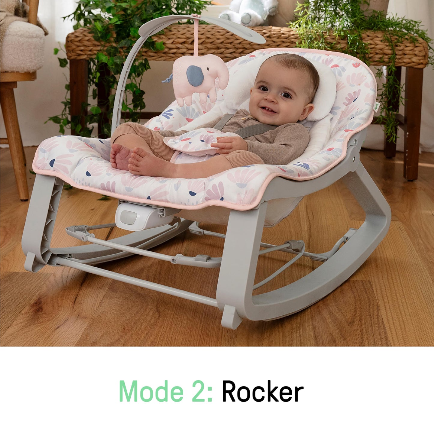 Ingenuity Keep Cozy 3-in-1 Grow with Me Vibrating Baby Bouncer Seat & Infant to Toddler Rocker, Vibrations & Toy Bar, 0-30 Months Up to 40 lbs (Pink Burst) 🍁 All In One Marketplace Canada