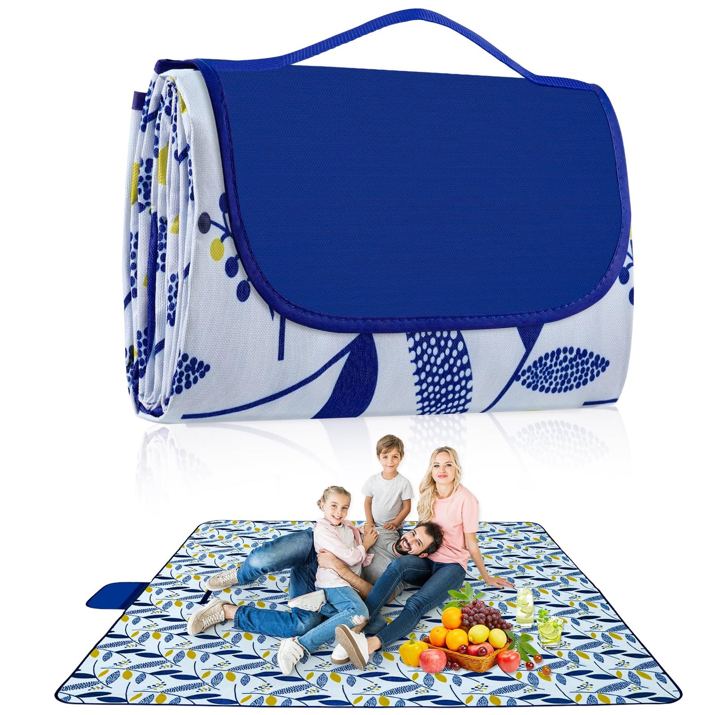 Habaylin Picnic Blanket Large, 79"X79" Waterproof Extra Large Beach Blanket, Foldable Picnic Blanket for Hiking, Party, Camping on Grass Sandproof Handy Picnic Mat - Available at All In One Marketplace Canada
