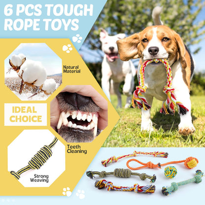 Puppy Toys 21 Pack, Small Dog Chew Toys with Rope Toys for Teething Pet Cute Squeak Toy with Treating Ball for Puppy, Small Dogs - Available at All In One Marketplace Canada