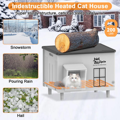 Large Heated Cat House for Outside Cats Winter,Weatherproof & Insulated Feral Cat House with Escape Door, Outdoor Indoor Cat Shelter with Heating Pad 21.6×16.9×17.5 🍁 All In One Marketplace Canada
