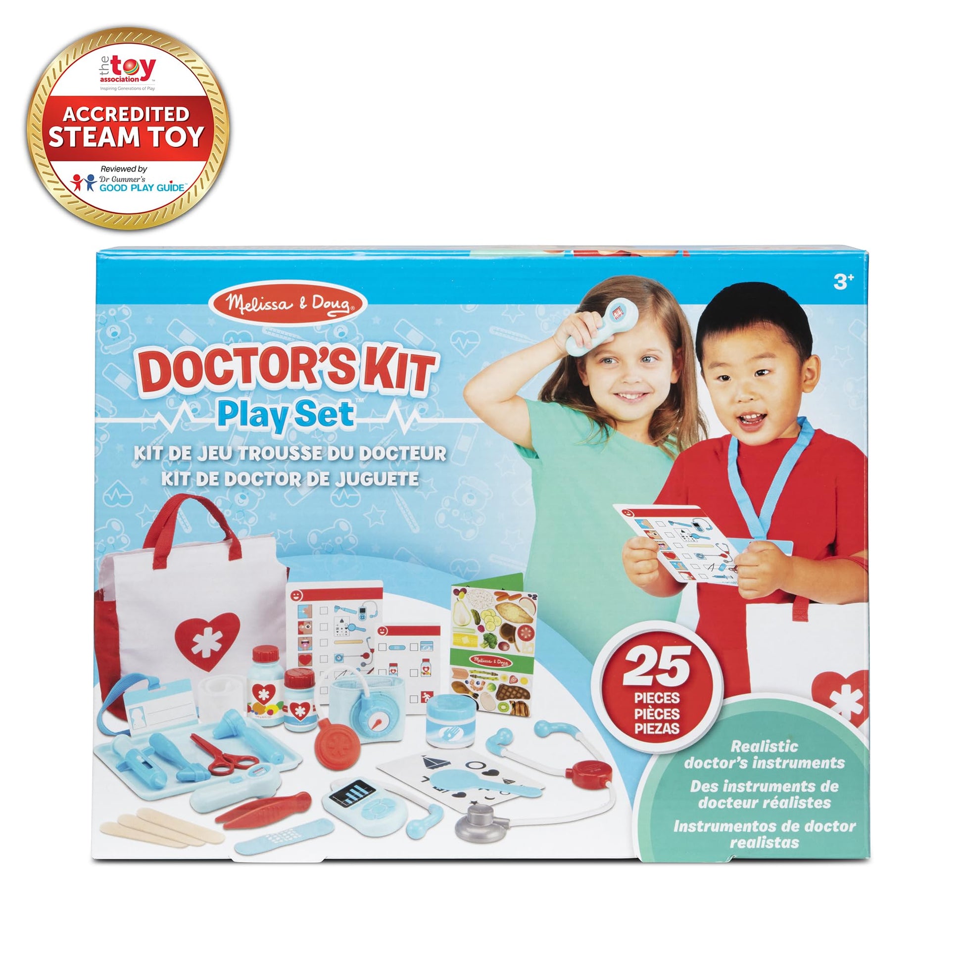 Melissa & Doug Get Well Doctor Kit, 25-Piece Toddler Doctor Play Set, Realistic Pretend Play Toys & Accessories, Preschool Toys for Girls & Boys Ages 3+ Melissa & Doug