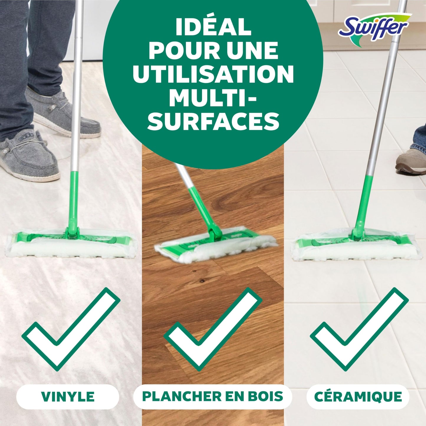 Swiffer Sweep + Mop, Broom & Mop Alternative, Dry & Wet Floor Cleaner for Dirt, Dust, Hair, All Purpose Cleaning Tool for Home, Bathroom, Kitchen, Set Includes 1 Sweeper, 14 Dry Pads, 5 Wet Pads Fresh - Available at All In One Marketplace Canada
