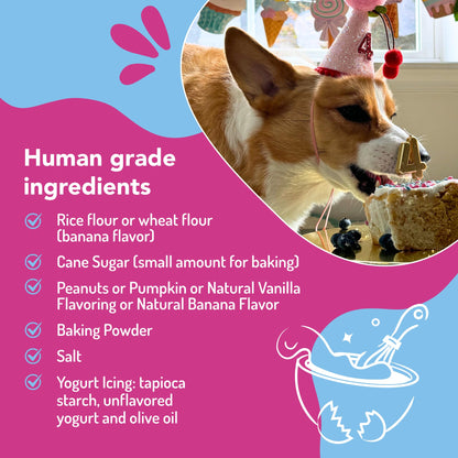 Puppy Cake Mix Dog Birthday Cake Kit in 5 Flavors, with Bone Silicone Pan and Candles (Peanut Butter) 🍁 All In One Marketplace Canada