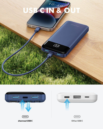 Charmast Portable Charger with Built in Cables, Power Bank with Cords Wires, Slim 10000mAh Travel Battery Pack 6 Outputs 3 Inputs 3A Fast Charging for Samsung Google Pixel LG Moto iPhone iPad - Available at All In One Marketplace Canada