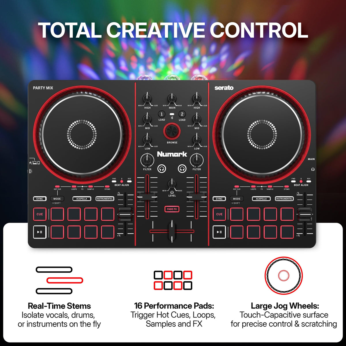 Numark Party Mix III Bluetooth DJ Controller with Built-in Lights