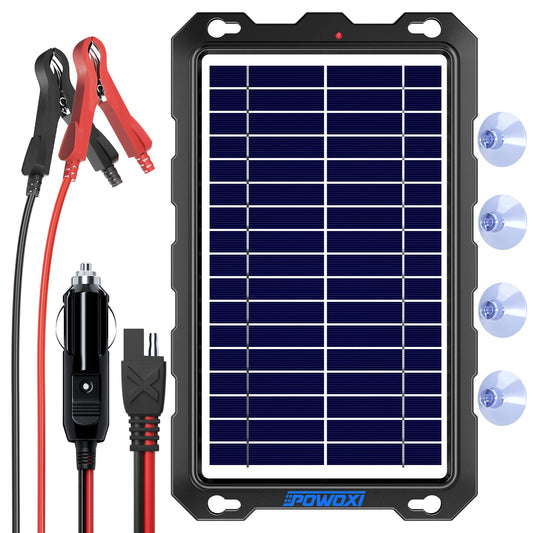 Solar Battery Trickle Charger for Car Battery, Portable and Waterproof Solar Battery Maintainer, Amorphous Silicon Solar Panel car Battery Charger (Solar Battery Charger 7.5W)