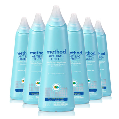 Method Toilet Bowl Cleaner, Biodegradable and Powergreen Toilet Cleaner that Cuts Through Grease and Grime Buildup, Spearmint Scent, 709 ml Bottle, 6 Pack