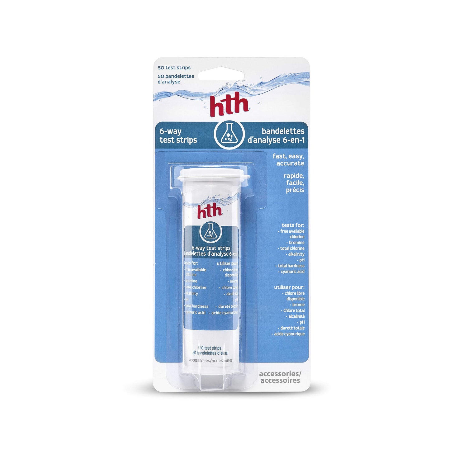 HTH 4124 6-Way Test Strip, 50 Strips HTH