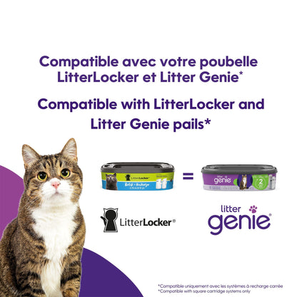LitterLocker Refill bags| by the makers of Litter Genie| 4-Pack, 48 total ft or up to 8 Months of Supply | Made in Canada | Square Refills Compatible with LitterLocker & Litter Genie Pails
